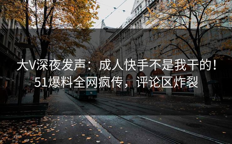 大V深夜发声：成人快手不是我干的！51爆料全网疯传，评论区炸裂