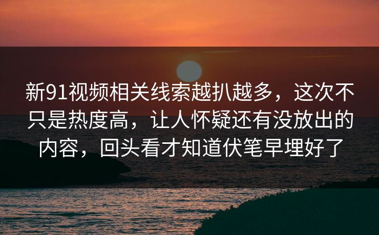 新91视频相关线索越扒越多，这次不只是热度高，让人怀疑还有没放出的内容，回头看才知道伏笔早埋好了